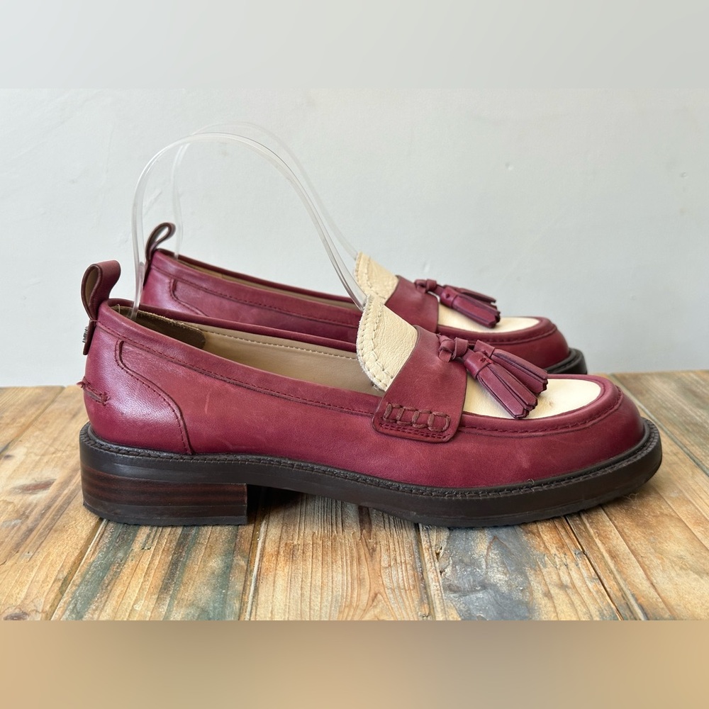 Sam Edelman Caylia Burgundy Ivory Tassel Loafer Women's Size 5.5 M - Picture 6 of 9